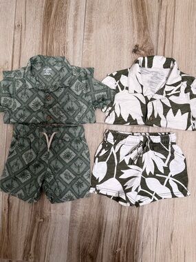 Oshkosh B’gosh & Carter's Boys 2pc Tropical Palm Print Shirt & Shorts Set 2T